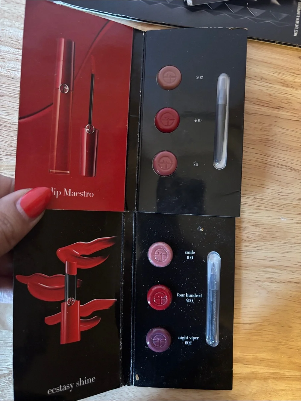 Giorgio Armani, Tom Ford and Kat Von D Lip Samples